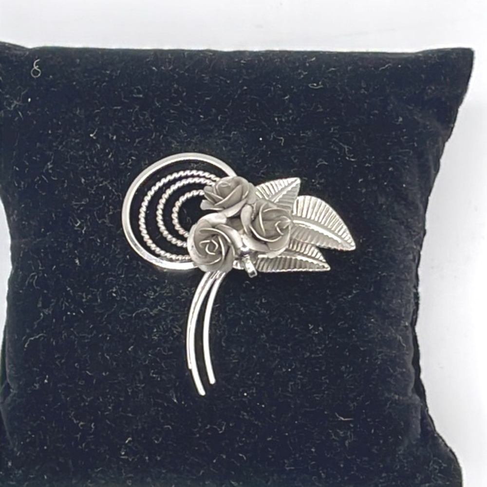 Bond Boyd Sterling Signed Roses Pin Brooch